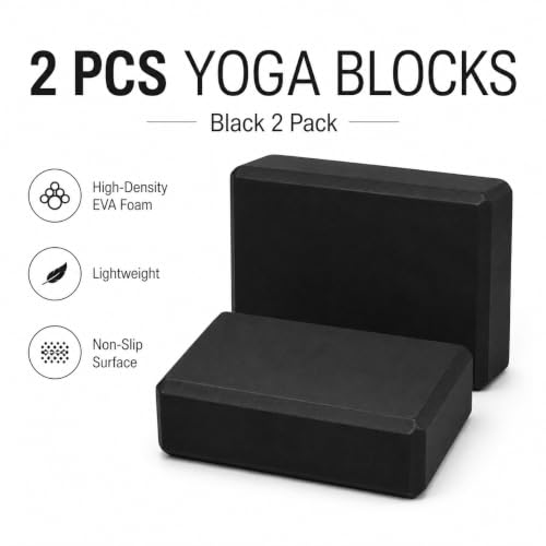 Image of Exerz EXYB-002 Yoga Blocks 2PK High Density - Comfortable Fitness Foam Bricks, Anti-Slip, Lightweight and Travel Friendly