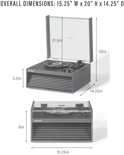 Crosley CR6237A-NA Dean 3-Speed Bluetooth in/Out Vinyl Record Player Turntable with Built-in Speakers, LED Lights and Detachable Legs, Natural