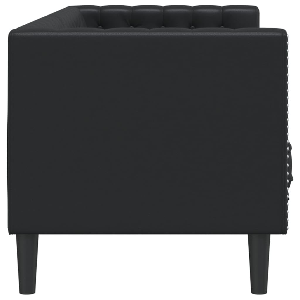 vidaXL Driezitsbank Chesterfield-stijl kunstleer zwart