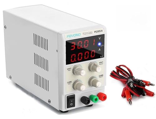 Best DC Bench Power Supply, Pevono PS305H 30V/5A 4 Digital LED Desktop Switching Variable Power Supply Voltage&Current Regulated Supply Power Source for Lab Repair,Electronic Tester, Power Calculator