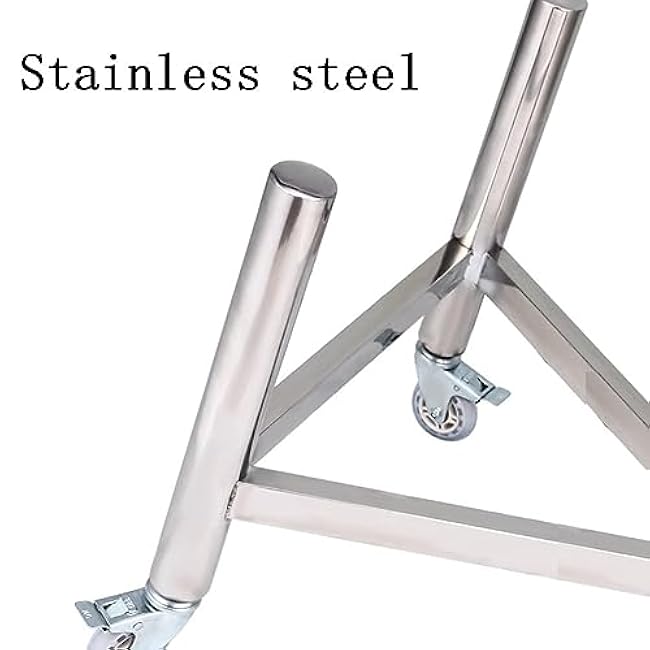 Kitchen Base Thermal Bucket Bracket, Thick Stainless Steel Bucket Rack, Thermal Bucket Mobile Rack, Soup Pot Mobile Trolley, Multi-Functional Heavy-Duty Trolley (Silver b)-Y2UHM8bl