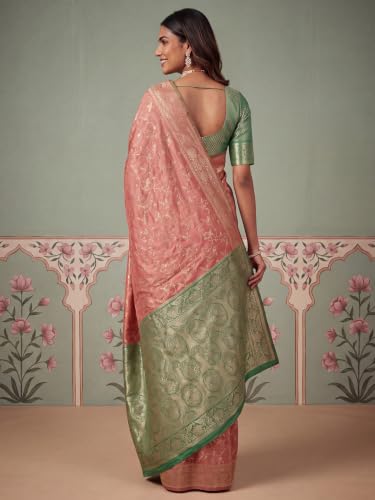 Image of AKHILAM Women's Multicolor Litchi Silk Ethnic Motif Print Saree With Unstitched Blouse Piece|sarees for women | litchi silk sarees