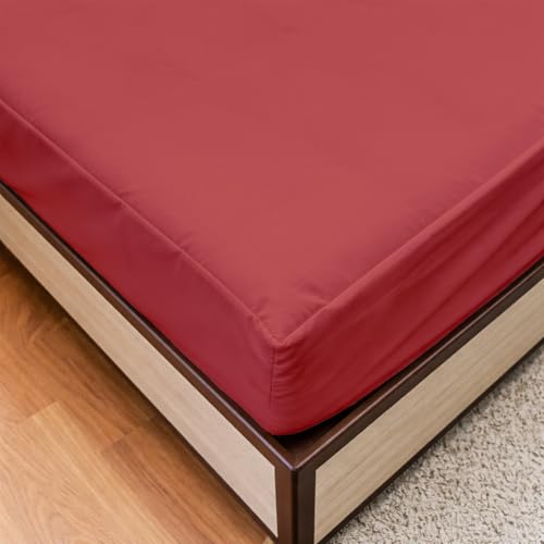 Image of 100% Waterproof Mattress Protector King Size Bed 72x84 Inch, Non Woven Fabric Fitted Mattress Cover with Elastic, Waterproof Bed Protector, Hypoallergenic, 10 Inch Deep Pocket - Maroon