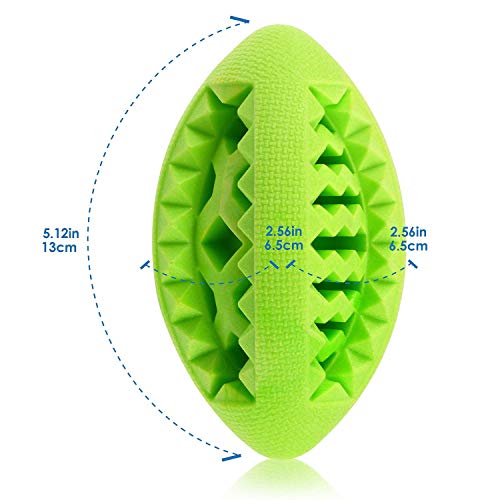 Fluffy Paws Dog Treat Ball - Soft Rubber Toy Football, Dental Treat And Bite Resistant, Durable Non-Toxic, Training Toy For Small And Medium Dog Puppy - 5", Green #TOP7
