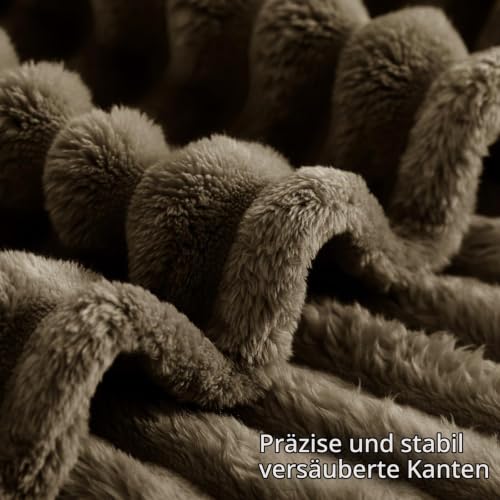 RUIKASI Kuscheldecke 220x240 Flauschig Decke Braun - XXL Wolldecke Sofadecke für Couch & Bett, Wohn- & Kuscheldecken… – Ansicht 6