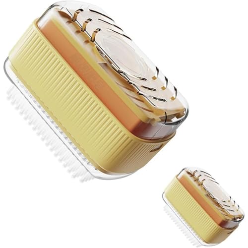 Vlwmシャボン玉ボックス 石鹸ケース 蓋付き 多機能 水切り 洗濯ブラシ付き クリーニング 保管 一体型 ローラーソー式 再利用可能 小型 軽量 バスルーム ジム キッチン お風呂場 トイレ用 出張 旅行用 家庭用 (イエロー)