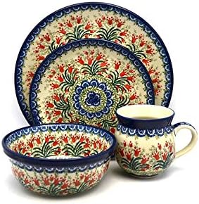 Polish Pottery 4-pc. Place Setting with Standard Bowl - Crimson Bells