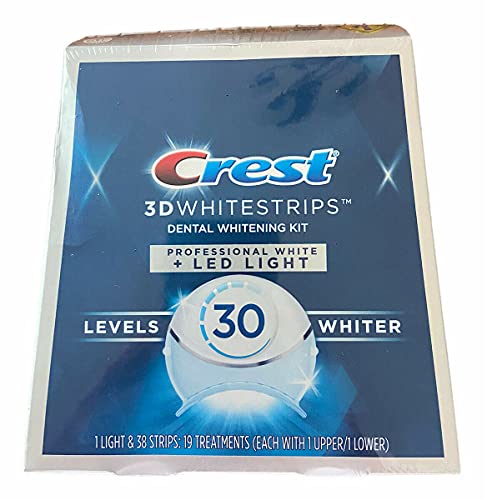 Crest 3D Whitestrips Professional White with Hydrogen Peroxide + LED Light Teeth Whitening Kit - 19 Treatments