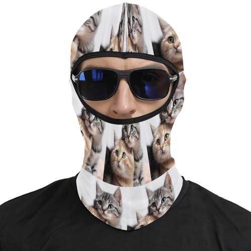 Balaclava para hombres y mujeres con diseño estampado de gatos, máscara facial térmica para clima frío, equipo para motocicleta y esquí, máscara de invierno para mujer y hombre miniatura 3