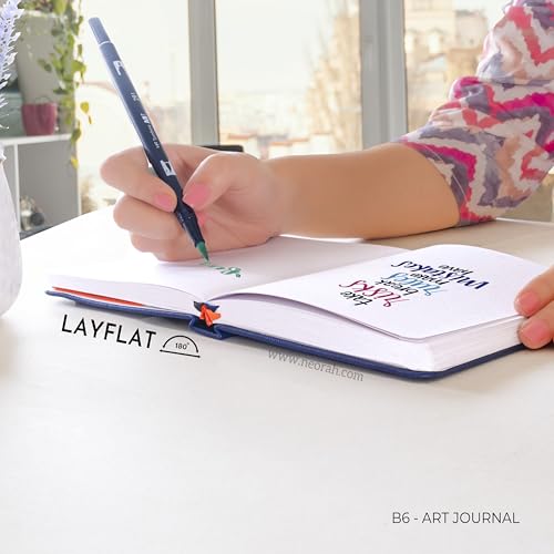 Image of NEORAH - B6 - ART JOURNAL | 200Gsm Dotgrid Notebook |144 Pages(17.5 x 12.5 cm) | Lay Flat |HardCover Bullet - Journal |3 Bookmarks |Elastic Closure| Inner BackPocket | Ideal-Bujo,Drawing (DARK BLUE)