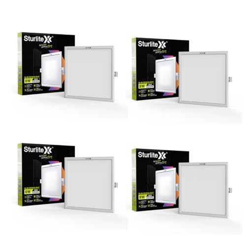 Image of Sturlite Dex 8 Watt Square LED Downlight|Cool White Color Temperature (6.5k)|Cut-Out 4 Inch|800 Lumens Recessed Panel & Surge Protection Ceiling Light for Multiple Usage - (Pack of 4)