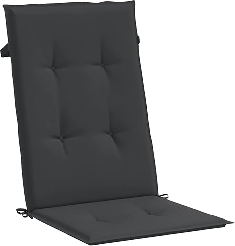 Cojines de silla de jardín con respaldo alto, 2 piezas, color negro, 47.2 x 19.7 x 1.2 pulgadas, cojines de tela para sillas de comedor, cojines