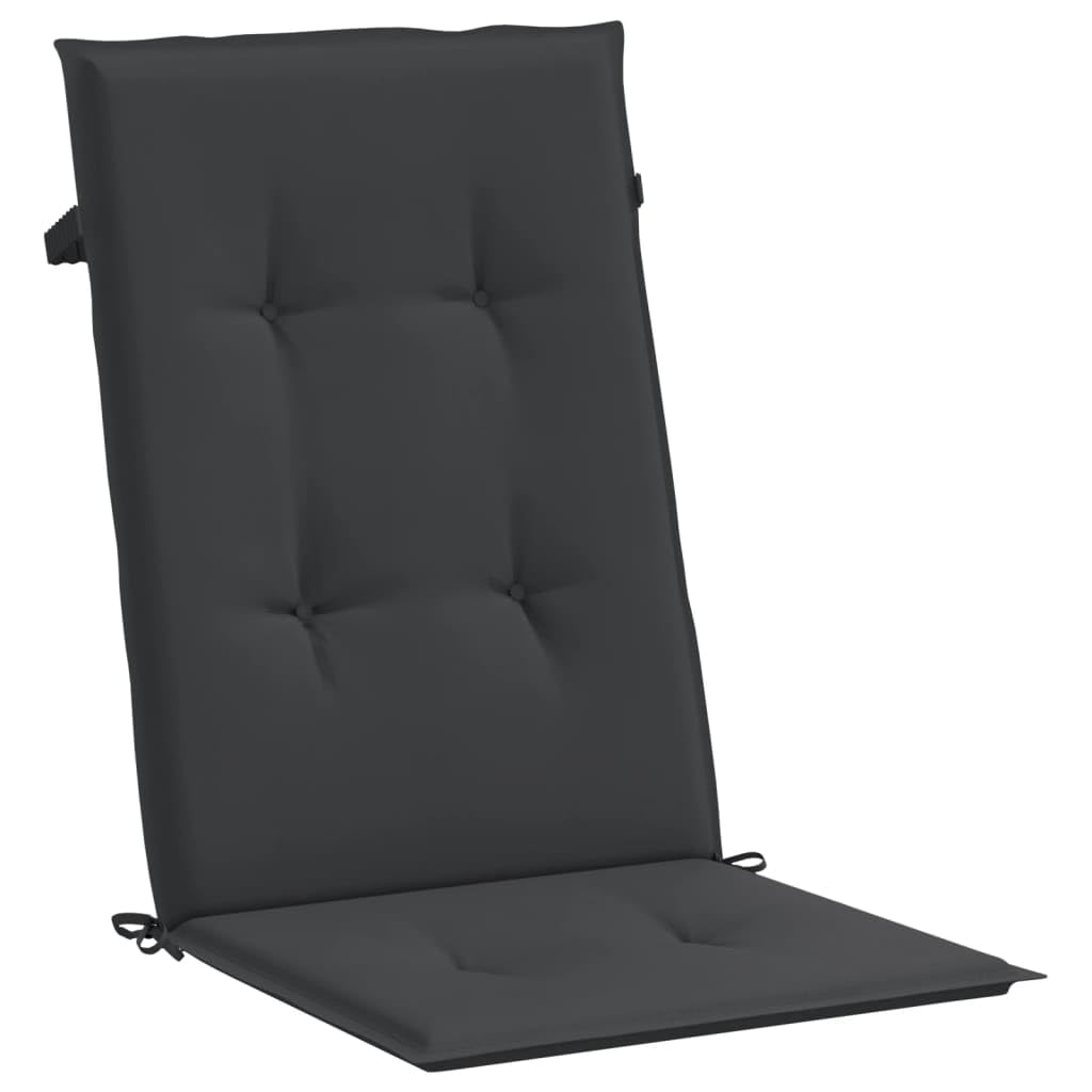 Hochlehner-Auflagen 4er Set, Gartenstuhlauflagen für Hochlehner, 120x50x3 cm Stuhlkissen für Gartenstühle und Sitzmöbel, Schwarz, Polyester, mit Befestigungsbändern