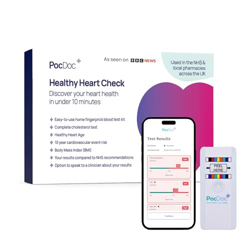 Cholesterol Home Test Kit | Accurate Results in just 10 Minutes, No Lab Visit Required | Quick and Simple Total Cholesterol Monitor | PocDoc Healthy Heart Check - Pack of 3
