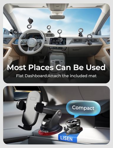 Image of LISEN for Magsafe Car Mount, Magnetic Phone Holders for Your Car Vacuum, Phone Mount for Car Accessories for Women Men Jeep BMW, Suction Holder Kits, for iPhone 17 Pro Max 16 15 14 13 12,Carbon Fiber