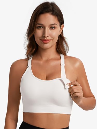 Image of Angelhood Nursing Bras for Breastfeeding, Seamless Nursing Sports Bra Medium Impact Support Maternity Bras for Pregnancy
