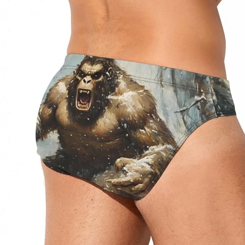 Angry Bigfoot Snowstorm Mens Swim Briefs Sexy Bikini Swimwear Bathing Suits Trunks3