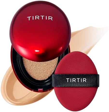 [*Mini Size*] TIRTIR Mask Fit Red Cushion Foundation | Full coverage, Weightless, Skin fit, Satin Glow Finish, Korean Makeup, beauty, Tattoo cover up, Buildable (#27C Cool Beige, 0.15 Fl Oz)