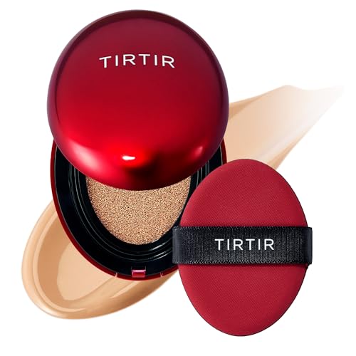 tirtir mask fit red cushion foundation  full coverage weightless skin fit satin glow finish korean makeup bb foundation beauty tattoo cover up buildable 27c cool beige 063 fl oz