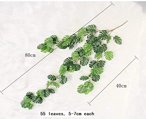 Artificial Rattan Artificial Small Monstera Leaves Artificial Wall Hanging Vine Leaf Garland Plants Simulation Rattan Decoration Home Decor Accessories For Wedding Home (55 Leaves) #TOP4
