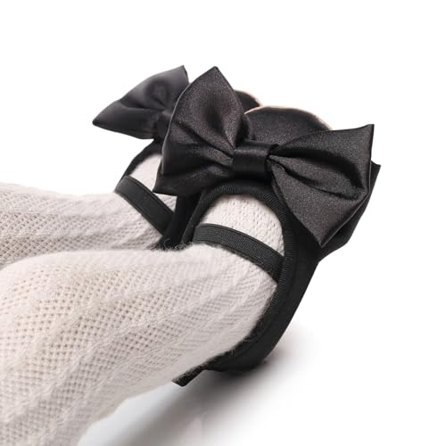 Baby Infant Girl Mary Jane Shoes Bow Baby Dress Shoes PU Leather Non-Slip Rubber Sole First Walkers Princess Wedding Newborn Crib Shoes2