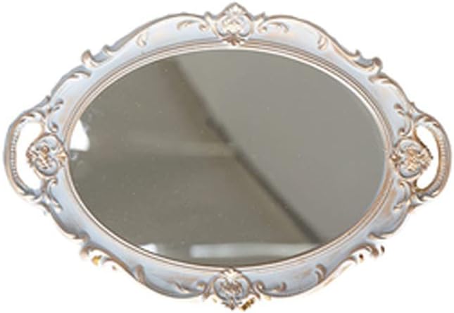 European Tray Cosmetic Perfume Storage Plates Perfume Retro Vanity Tray for Display Jewelry Dresser Decor (Color : Gray)