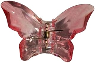 مشابك شعر على شكل فراشة بلون بينك شفاف