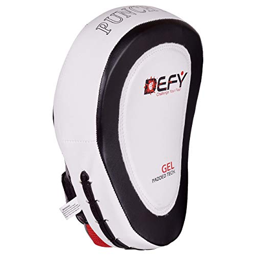 DEFY Gel Padded Punch Mitts Boxing Pads Focus Mitts Punching MMA Hook and Jab Curved Training Kickboxing, Striking, Muay Thai Martial Arts Focus Pad