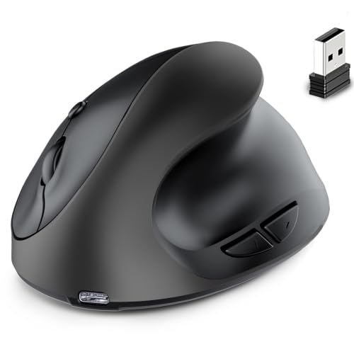 Image of Right Hand Ergonomic Vertical Wireless Mouse Type C Rechargeable 6 Btn Mice