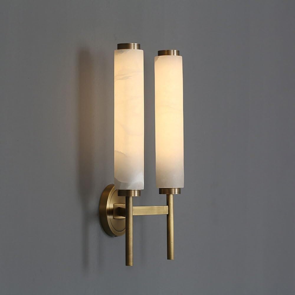 HXYSXHJUO Nordic Marble Wall Lamp Gold Wabi Sabi Cloud Stone Sconce Vanity Brass French Milk Glass Mounted for Bedroom Bedside Living Room Study Corridor Entryway(Gold,2-Light)