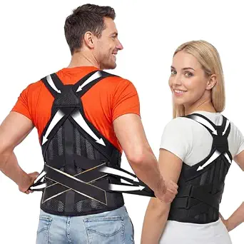 Posture Corrector for Women & Men, Full Back Support Brace with Adjustable Straps and Breathable Design