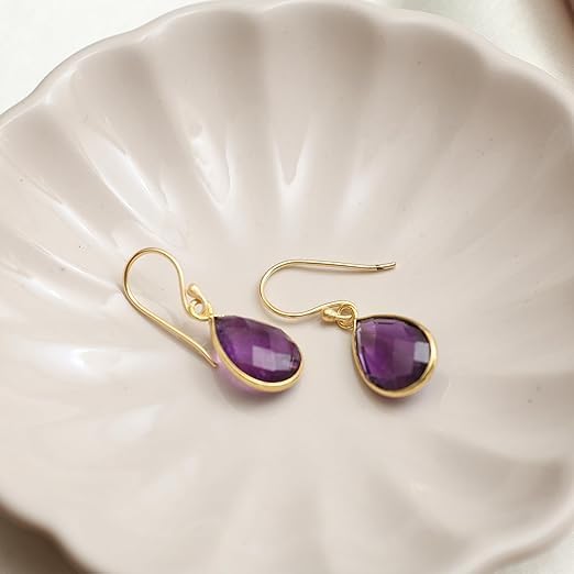 Gempires Teardrop Crystal Earring, Pear Shape Dangle Drop Earrings, Natural Gemstone Earring, Minimal, Everyday Wear, Hypoallergenic 14k Gold Plated, Gift for Mom Wife friend - Image 4