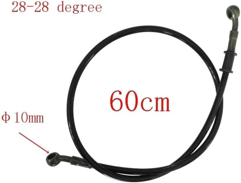 10mm 28 Degree Motorcycle Dirt Bike Braided Line Steel Brake Hose Hydraulic Banjo Pipe 270mm-1500mm Fit For Universal Racing(60cm black)