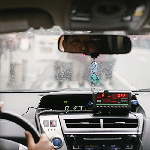 Runyangshi 2Pcs Healing Crystal Car Rear View Mirror Hanging Accessories Natural Celestite Amazonite&Rose Quartz Amethyst Rough Stone Handmade Hanging Ornaments Home Decor Gift #TOP3