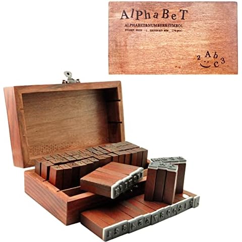 UCEC Letter Stamps, 70pcs Alphabet Stamps for Clay, Wooden Rubber Letter Number and Symbol Stamp Set for Scrapbooking Supplies DIY Craft Card Making Cover