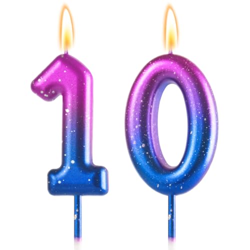 10th Birthday Candle for 10th Pink and Purple Birthday Decorations for Girls Number 10 Candle for Huntrix Birthday Decorations 10 Cake Topper for Girls 10 Year Old Party Decor Supplies Favors