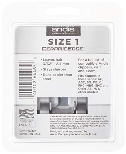 Andis 64465 Ceramicedge Carbon-Infused Detachable Clipper Blade, Size 1, 3/32-Inch Cut Length #TOP1