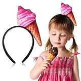 NOLITOY 2Pcs Ice Cream Headband Cone Funny Food on Hair Hoop Ice Cream Party Hat Food Vendor Costume Headpiece for Kids Adults