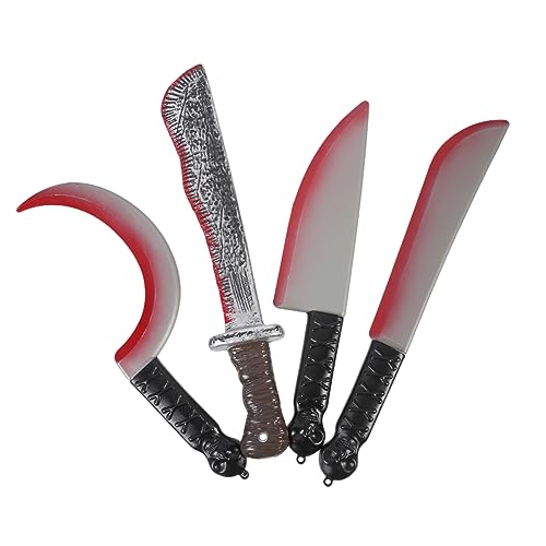 BESTonZON 4pièces Couteaux Simulés Plastique Pour Halloween Accessoires De Costume Horreur Jouets Décoratifs Pour Fête De Faux Couteaux Couteau Couteau Courbé