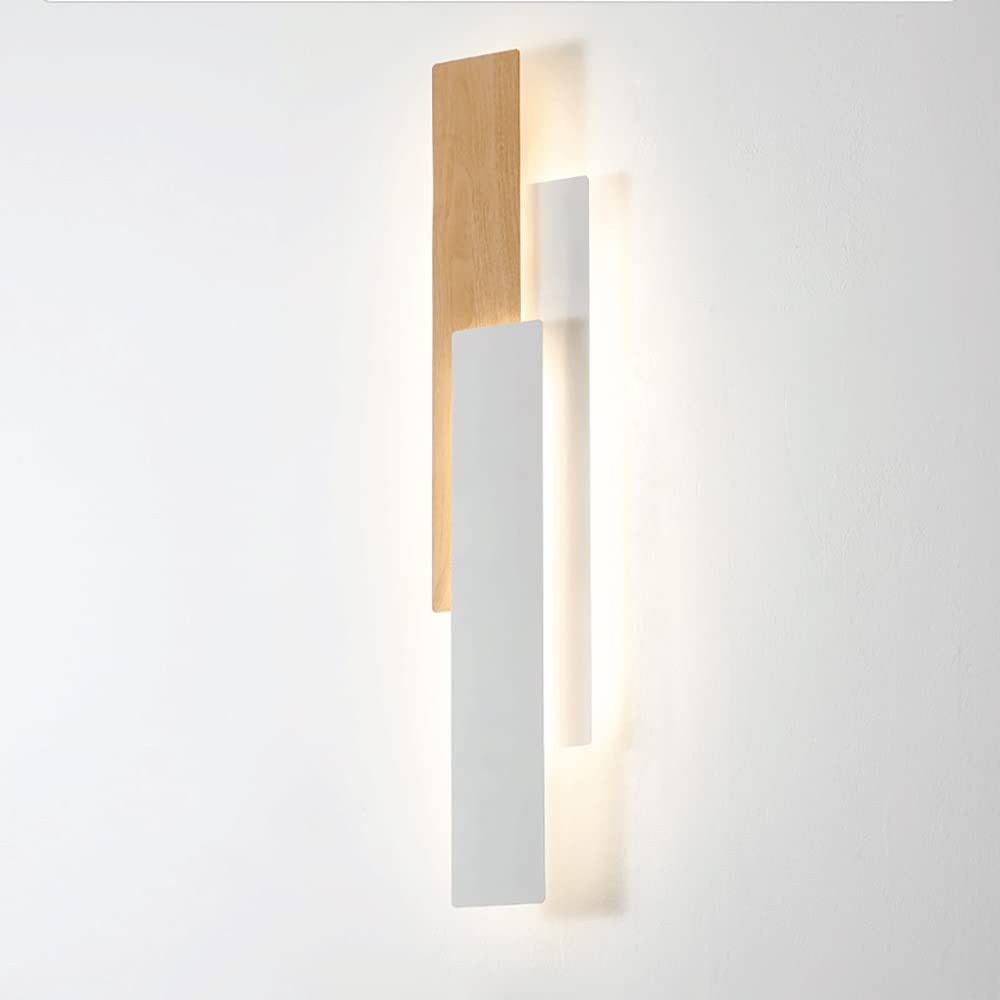 Lámpara de pared de madera LED moderna con luz de 3 colores y tira larga