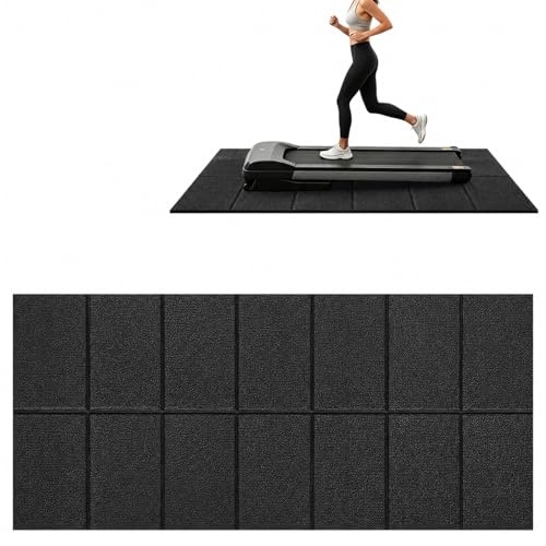 Treadmill Mat 55"x25", WERCHO Foldable Walking Pad Mat for Carpet Hardwood Floors 6mm Heavy-Duty Exercise Equipment Mat for Treadmil Pad,Spin Bike, Elliptical Trainer, Home, Gym