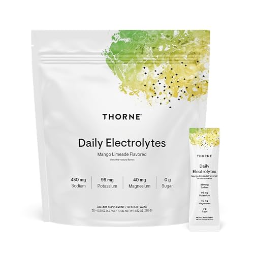 THORNE - Daily Electrolytes - Zero Sugar & Low-Calorie Electrolyte Powder Drink Mix - Flavors Derived from Natural Sources - NSF Certified for Sport - Mango Limeade - 30 Stick Packs
