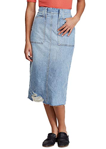 Free People Women's Denim Frayed Hem Denim Skirt