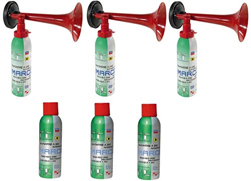 3 Druckluftfanfaren 3 Nachfüllflaschen-kein billiges China Produkt-Hupe Fanfare Tröte Drucklufthupe EU Gesetz komform sehr Umweltfreundlich