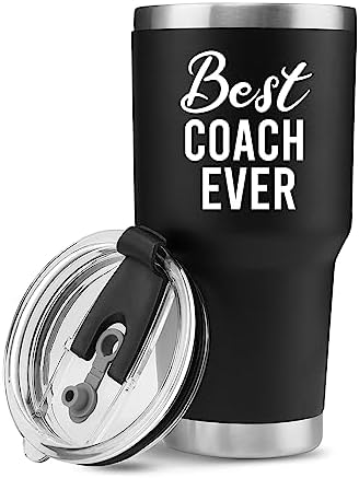 Best Coach Ever Sports Soccer Football Baseball Basketball Gym Trainor Trainer Mentor Appreciation From Team Members Students Vacuum Insulated Tumbler Stainless Steel Travel Mug With Straw (30 oz)