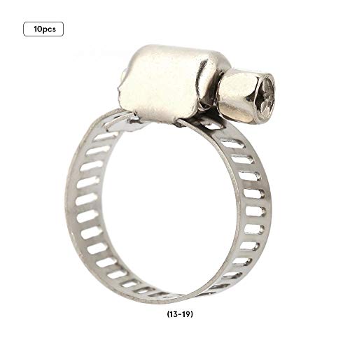Preisvergleich Produktbild Schlauchschellen, 10 Stück 10-51 mm Verstellbare Edelstahl-Schlauchschellen(13-19)