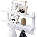 JOLLYMER Wall Hooks with Shelf 28.9 Inch Coat Rack with Shelf 2-Tier Entryway Floating Wall Hanging
