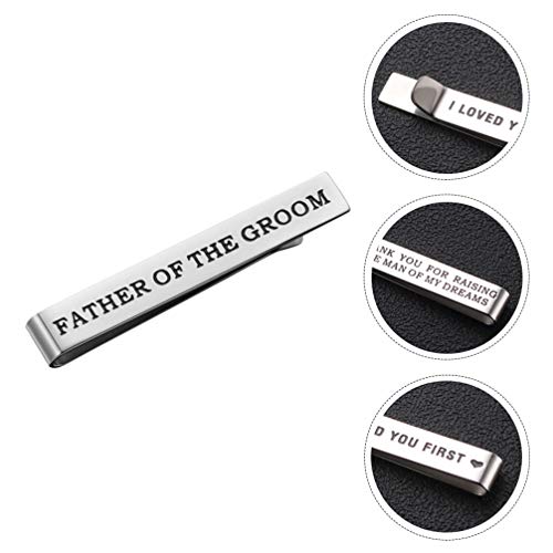 NUOBESTY 1 pç Fatherof The Groom Clipe de gravata dupla face letras pai gravata bar presente de casa