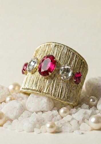 Image of Mansiyaorange Cubic Zerconia Glass AD CZ Stone Fancy Western Cuff Bracelet Bangle