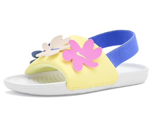 Image of Nike Kawa SE Slides for Babies and Toddlers IF3657, White Soft Yellow Sapphire Lt Magenta, 5.5 UK